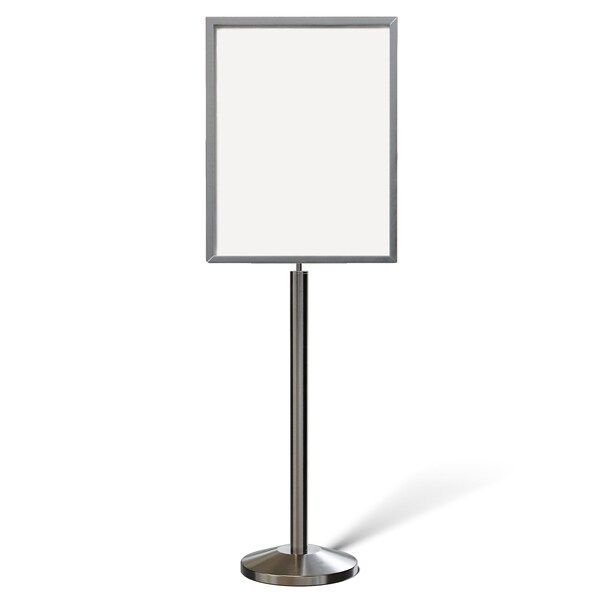Montour Line Sign Frame Floor Standing 22 x 28 in. V Satin Stainless Steel FS200-2228-V-SS - main